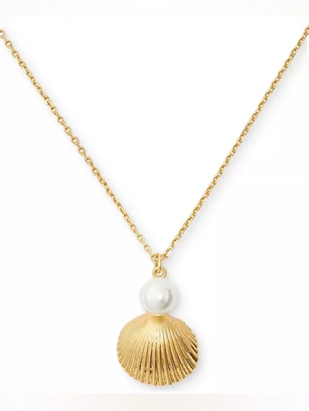 Kate Spade Gold-Tone Reef Treasure Imitation Pearl & Shell Mini Pendant Necklace
